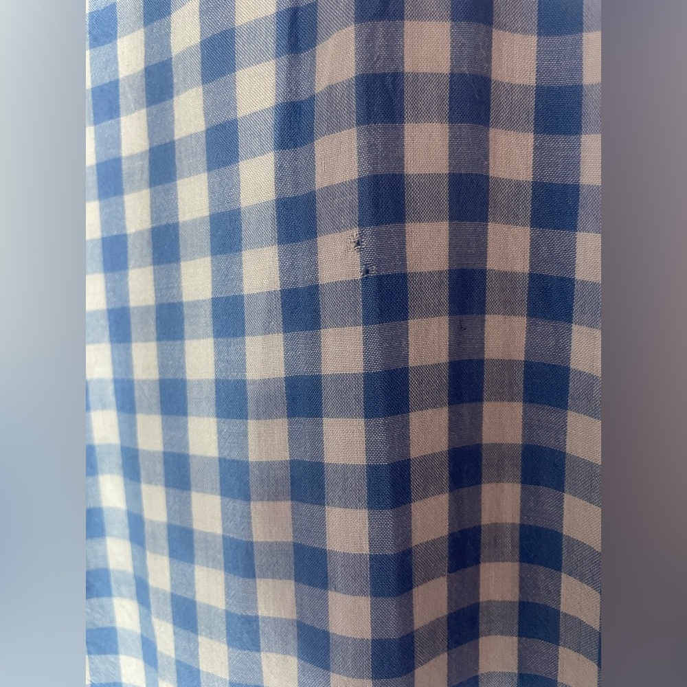 Crown & Ivy blue  & white Gingham Check white  Collared Long Sleeve Shirt - Picture 7 of 7